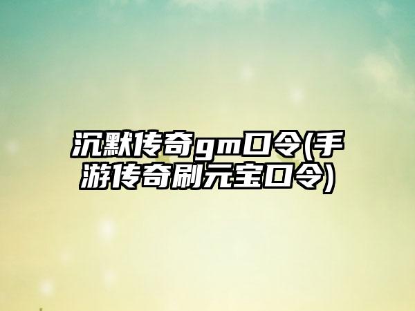 沉默传奇gm口令(手游传奇刷元宝口令)