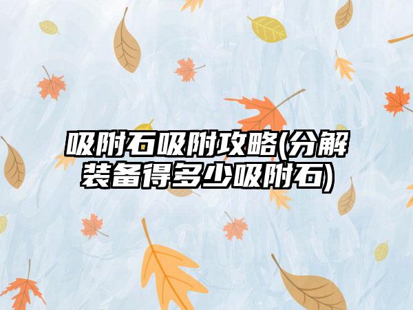 吸附石吸附攻略(分解装备得多少吸附石)