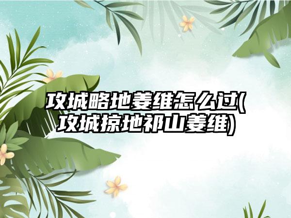 攻城略地姜维怎么过(攻城掠地祁山姜维)