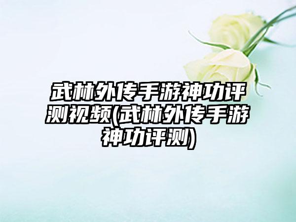 武林外传手游神功评测视频(武林外传手游神功评测)