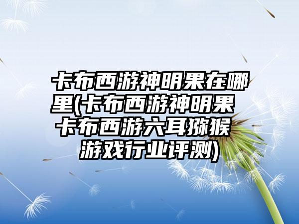 卡布西游神明果在哪里(卡布西游神明果 卡布西游六耳猕猴 游戏行业评测)
