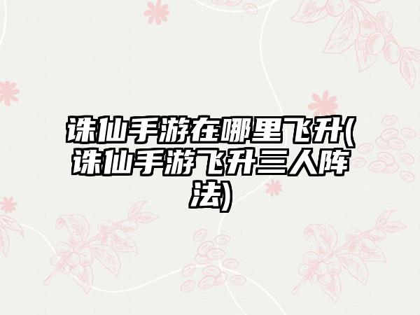 诛仙手游在哪里飞升(诛仙手游飞升三人阵法)