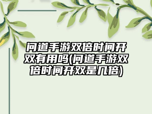 问道手游双倍时间开双有用吗(问道手游双倍时间开双是几倍)
