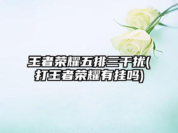 王者荣耀五排三干扰(打王者荣耀有挂吗)