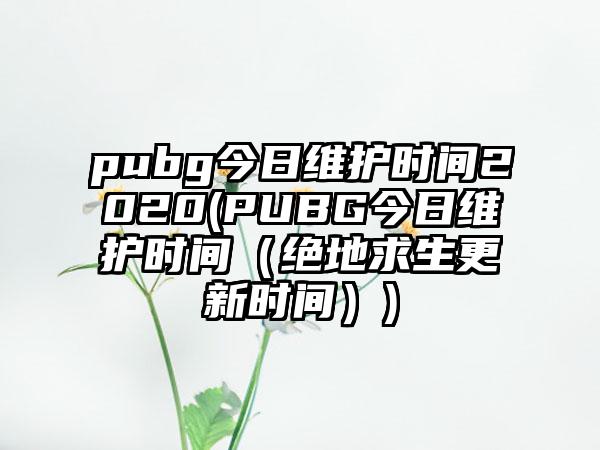 pubg今日维护时间2020(PUBG今日维护时间（绝地求生更新时间）)