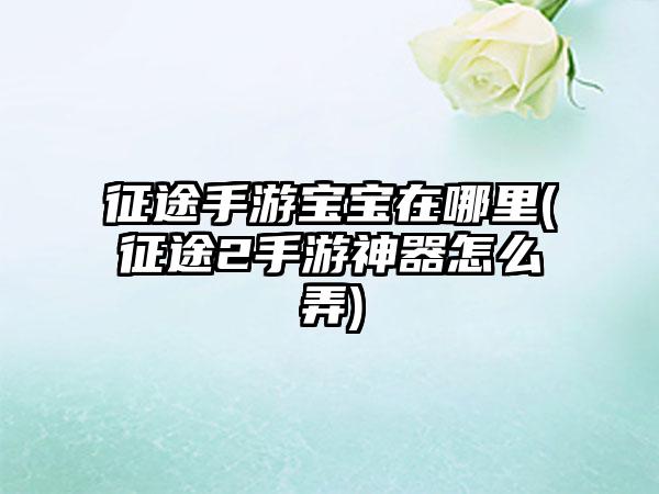 征途手游宝宝在哪里(征途2手游神器怎么弄)