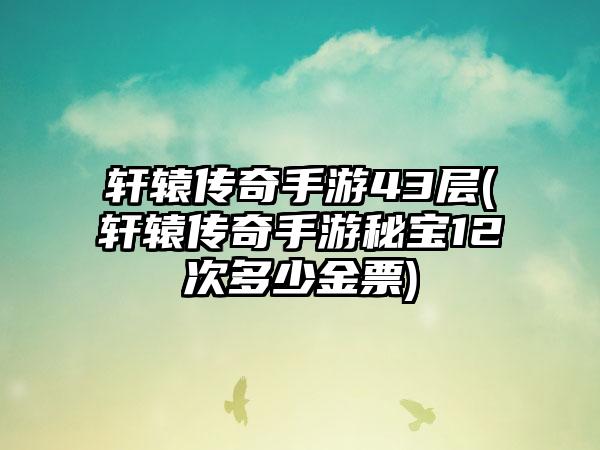 轩辕传奇手游43层(轩辕传奇手游秘宝12次多少金票)