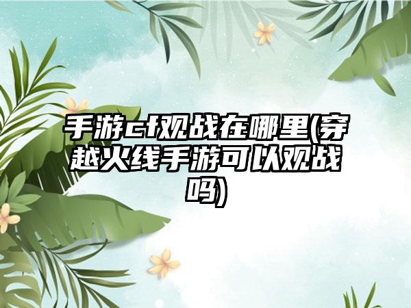 手游cf观战在哪里(穿越火线手游可以观战吗)