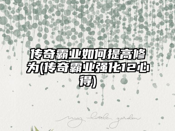 传奇霸业如何提高修为(传奇霸业强化12心得)