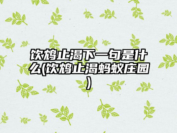 饮鸩止渴下一句是什么(饮鸩止渴蚂蚁庄园)