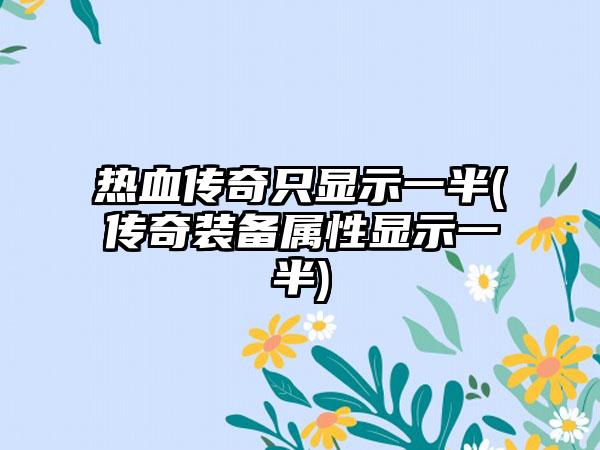 热血传奇只显示一半(传奇装备属性显示一半)