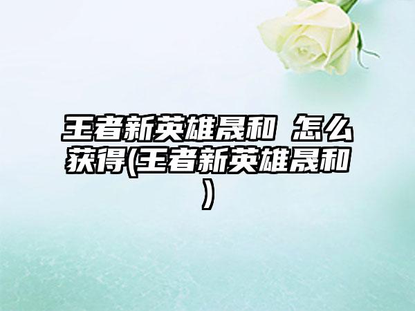 王者新英雄晟和暃怎么获得(王者新英雄晟和暃)