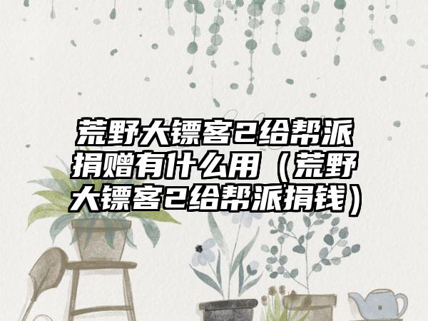 荒野大镖客2给帮派捐赠有什么用（荒野大镖客2给帮派捐钱）