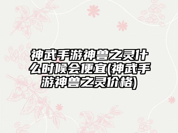 神武手游神兽之灵什么时候会便宜(神武手游神兽之灵价格)