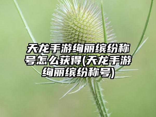 天龙手游绚丽缤纷称号怎么获得(天龙手游绚丽缤纷称号)
