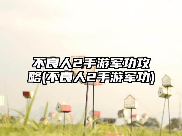 不良人2手游军功攻略(不良人2手游军功)