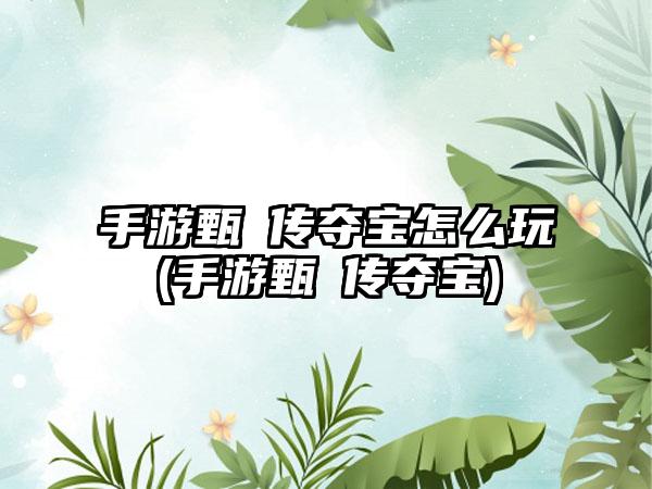 手游甄嬛传夺宝怎么玩(手游甄嬛传夺宝)