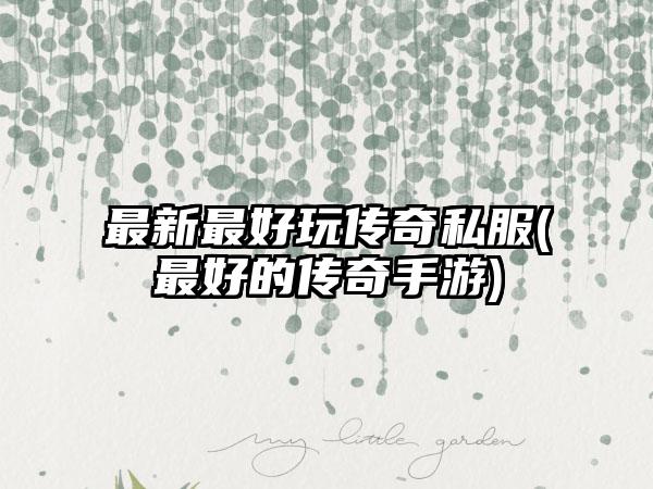 最新最好玩传奇私服(最好的传奇手游)