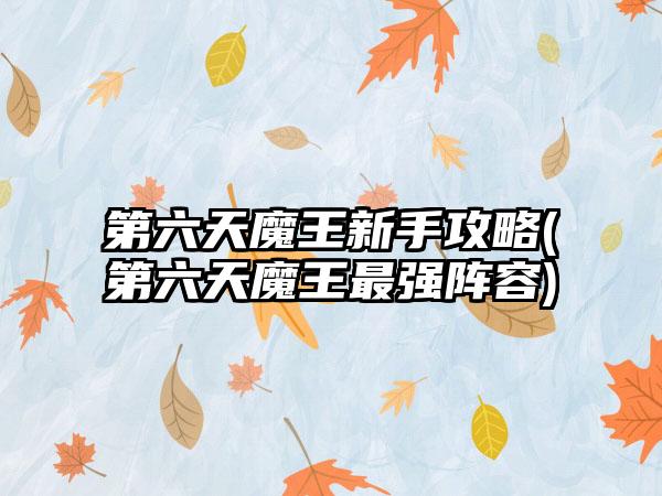 第六天魔王新手攻略(第六天魔王最强阵容)