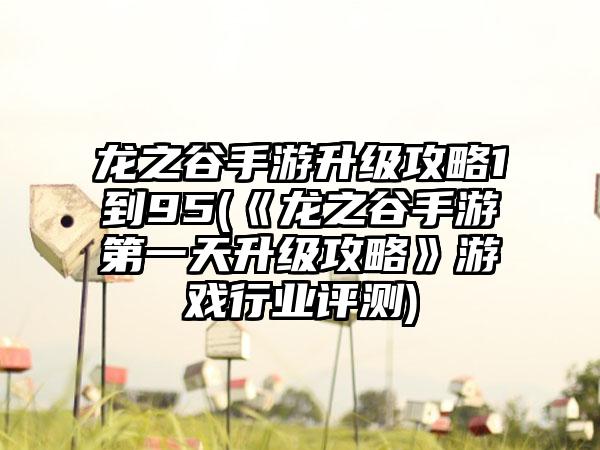 龙之谷手游升级攻略1到95(《龙之谷手游第一天升级攻略》游戏行业评测)