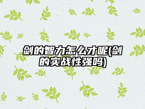 剑的智力怎么才呢(剑的实战性强吗)