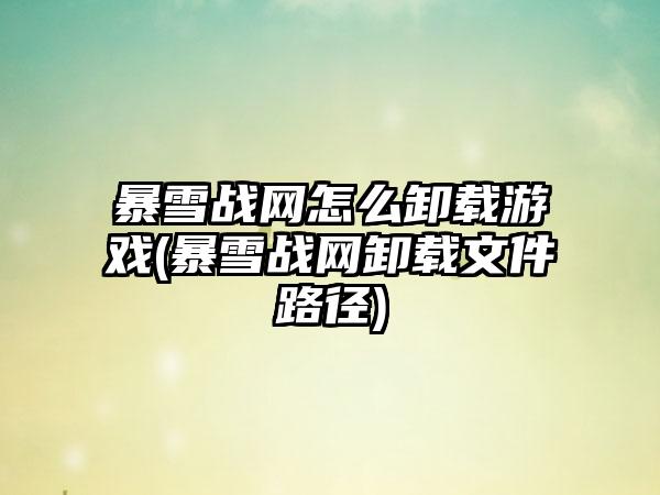 暴雪战网怎么卸载游戏(暴雪战网卸载文件路径)