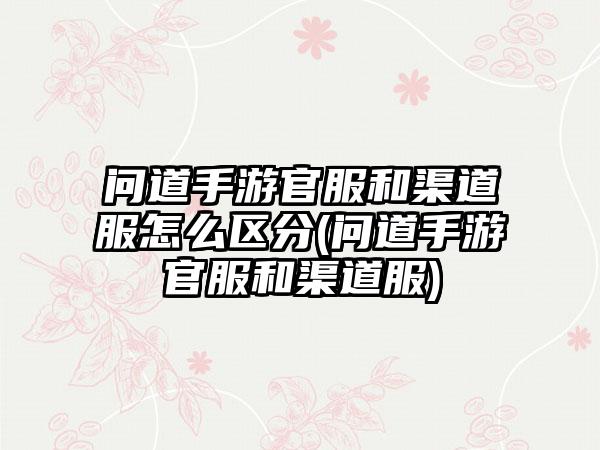 问道手游官服和渠道服怎么区分(问道手游官服和渠道服)
