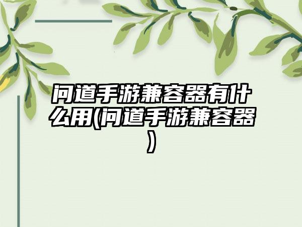 问道手游兼容器有什么用(问道手游兼容器)