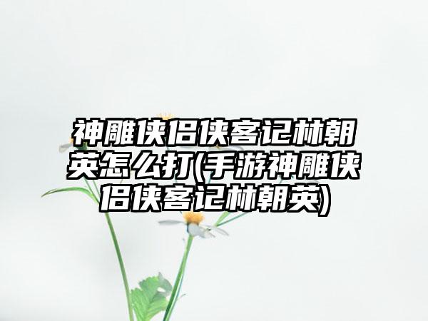 神雕侠侣侠客记林朝英怎么打(手游神雕侠侣侠客记林朝英)