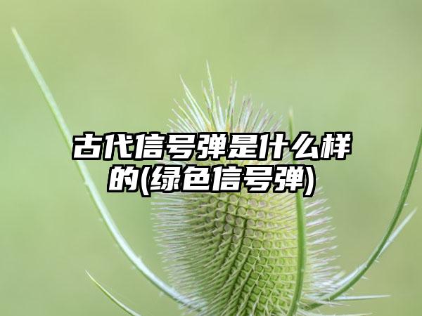 古代信号弹是什么样的(绿色信号弹)