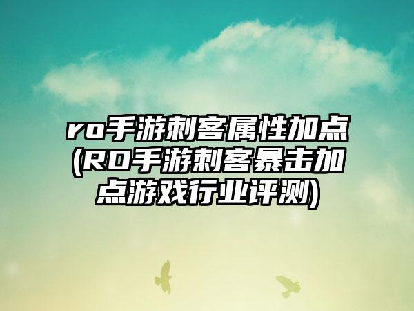 ro手游刺客属性加点(RO手游刺客暴击加点游戏行业评测)