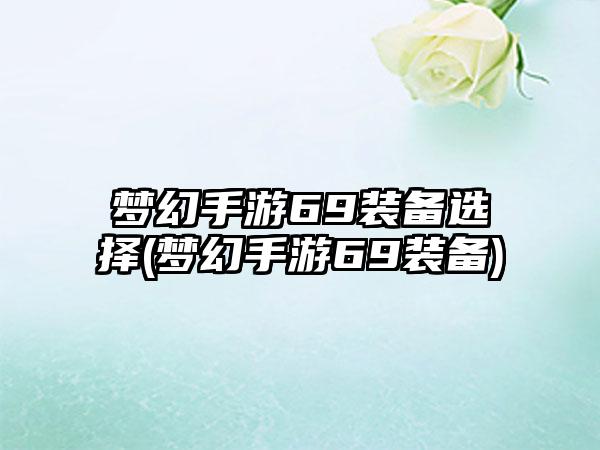 梦幻手游69装备选择(梦幻手游69装备)