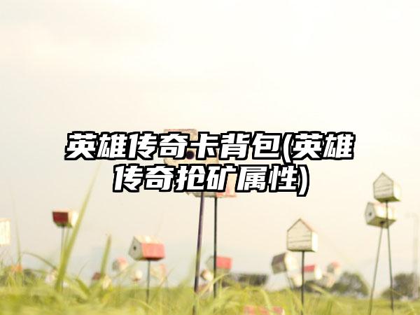 英雄传奇卡背包(英雄传奇抢矿属性)