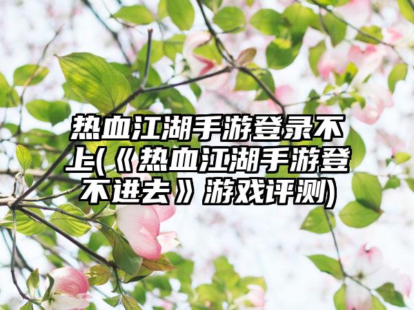 热血江湖手游登录不上(《热血江湖手游登不进去》游戏评测)