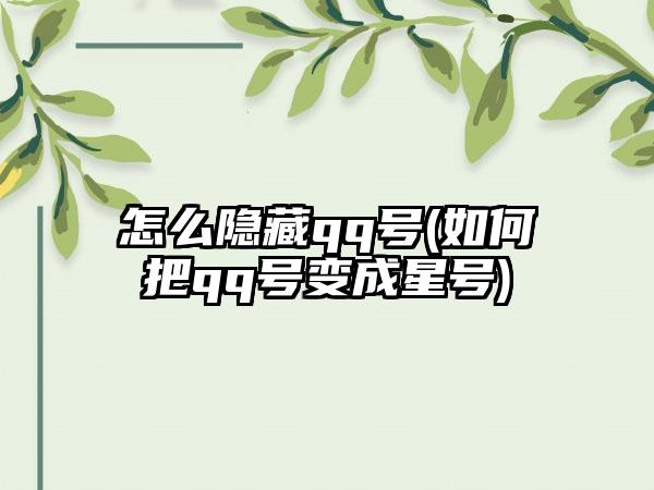 怎么隐藏qq号(如何把qq号变成星号)
