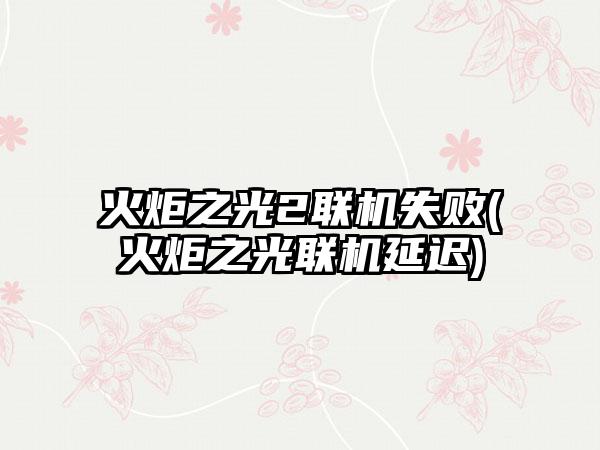火炬之光2联机失败(火炬之光联机延迟)