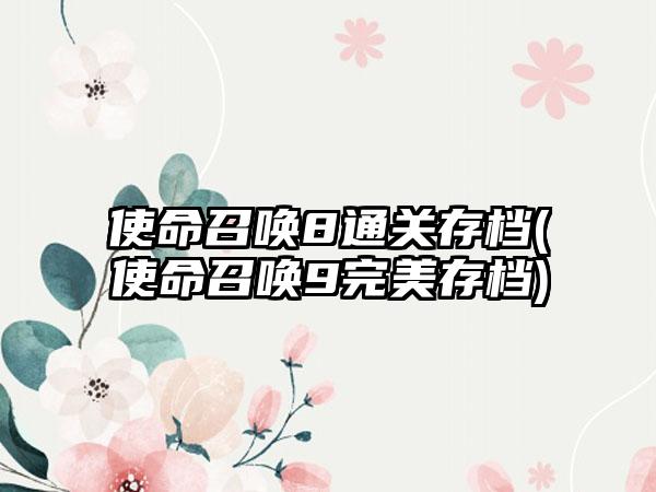 使命召唤8通关存档(使命召唤9完美存档)