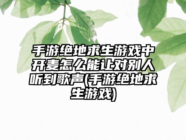 手游绝地求生游戏中开麦怎么能让对别人听到歌声(手游绝地求生游戏)