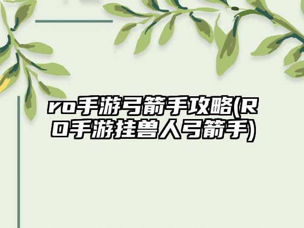 ro手游弓箭手攻略(RO手游挂兽人弓箭手)