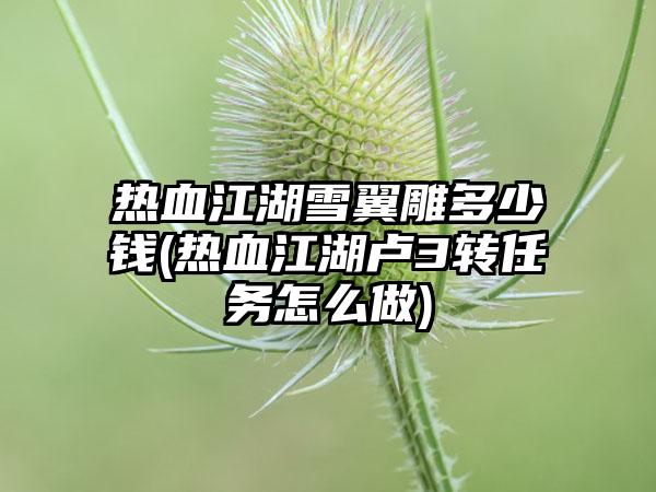 热血江湖雪翼雕多少钱(热血江湖卢3转任务怎么做)