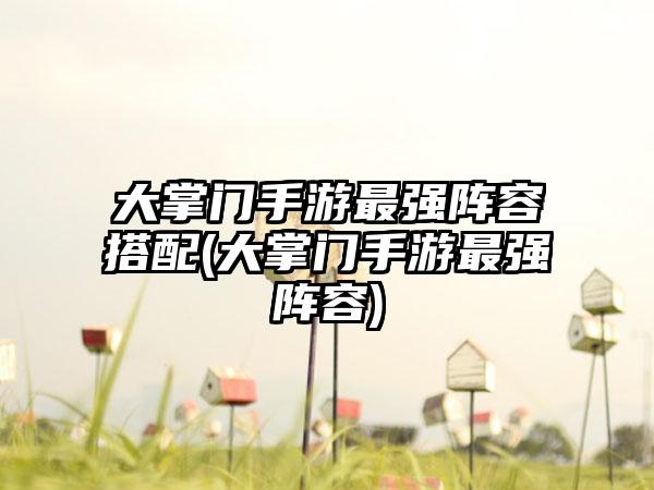 大掌门手游最强阵容搭配(大掌门手游最强阵容)