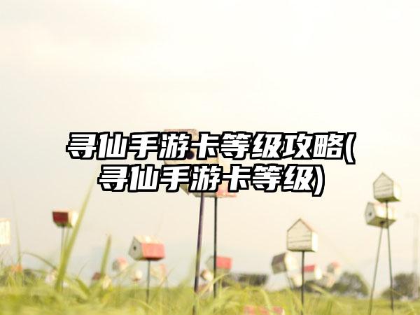寻仙手游卡等级攻略(寻仙手游卡等级)