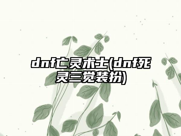 dnf亡灵术士(dnf死灵三觉装扮)