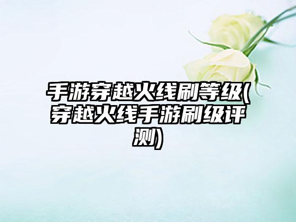 手游穿越火线刷等级(穿越火线手游刷级评测)