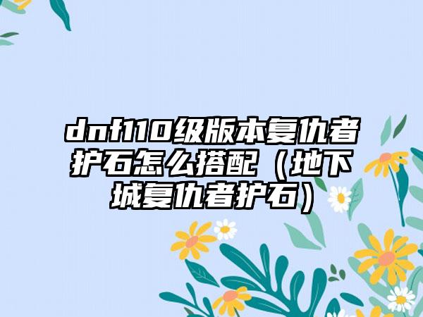 dnf110级版本复仇者护石怎么搭配（地下城复仇者护石）