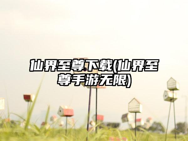 仙界至尊下载(仙界至尊手游无限)