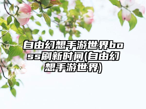自由幻想手游世界boss刷新时间(自由幻想手游世界)