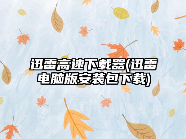 迅雷高速下载器(迅雷电脑版安装包下载)