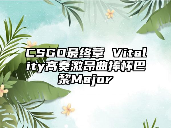 CSGO最终章 Vitality高奏激昂曲捧杯巴黎Major