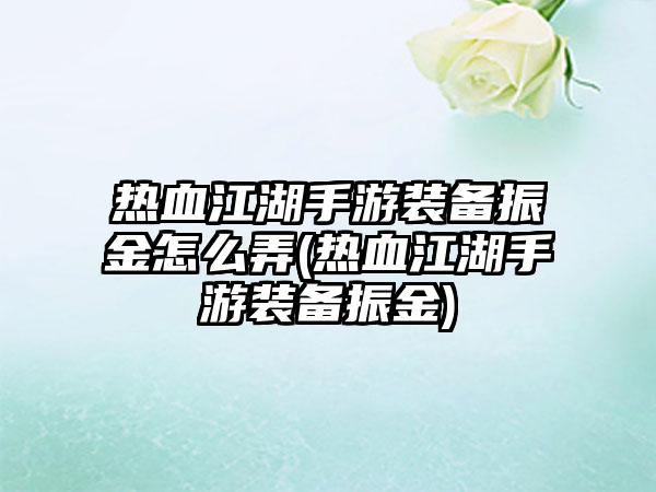 热血江湖手游装备振金怎么弄(热血江湖手游装备振金)